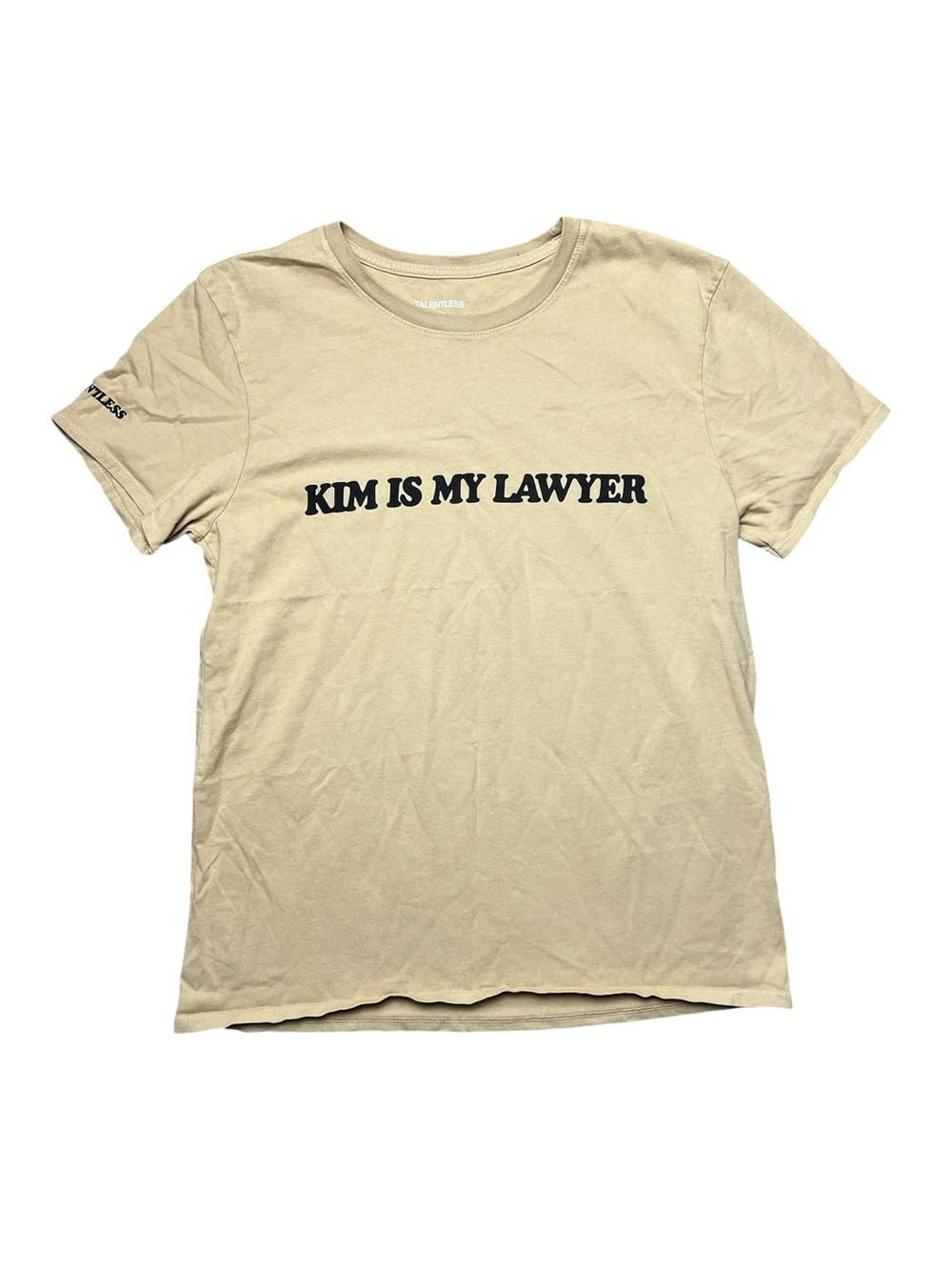 Talentless Kim Is My Lawyer Crewneck T-Shirt Beige Women’s Size Large
